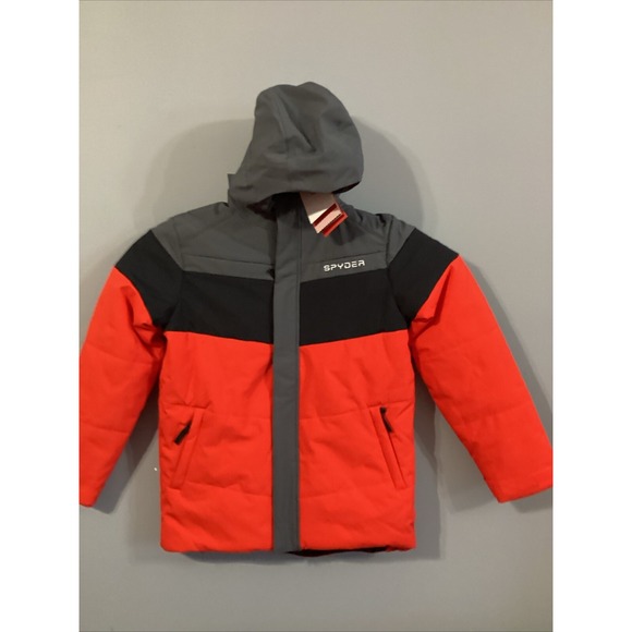 Spyder Boys Youth Ward Jacket Volcano Red Black Grey XL NWT 225009 Winter Coat - Picture 5 of 9